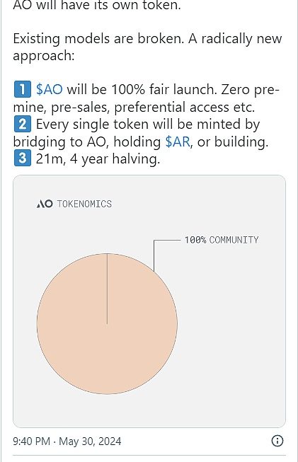 超并行计算 AO 网络透露全新代币模型缩略图